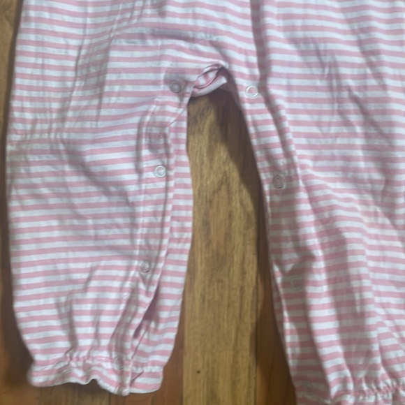 Monogrammed “M” pink and white stripe size 3T toddler pajamas snap legs, used - Picture 4 of 5